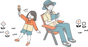 遊ぶ女の子。遊戯する父。